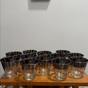 MCM Dorothy Thorpe Style Whiskey Glass Silver Ombré Fade Set- 12